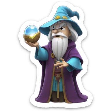 mage with thinking face holding crystal ball pixar disney 3d sticker