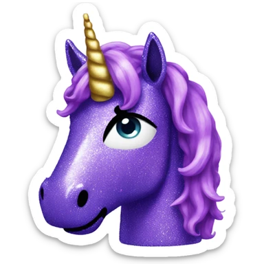 Purple glitter unicorn barf sticker