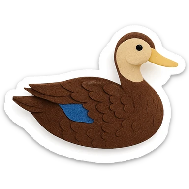 American Black Duck in paper craft style, layered paper details, rich brown plumage, pale face, naturalistic pose, blue wing patch sticker