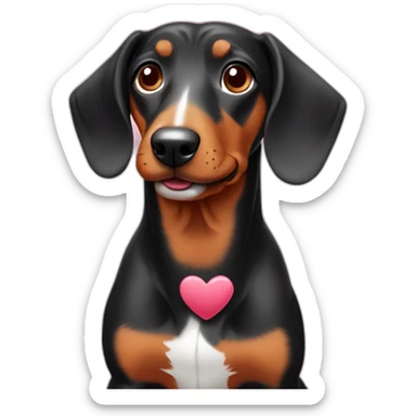Teckel dog with hearts around him sticker
