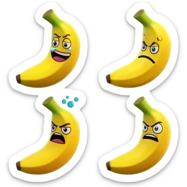 Quiero que basándote en el personaje de plátano amarillo de lego Fortnite me creas expressiones para el sticker