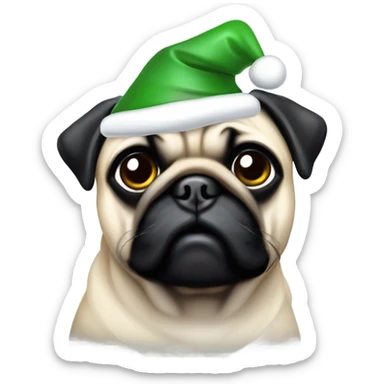 Pug Christmas hat sticker