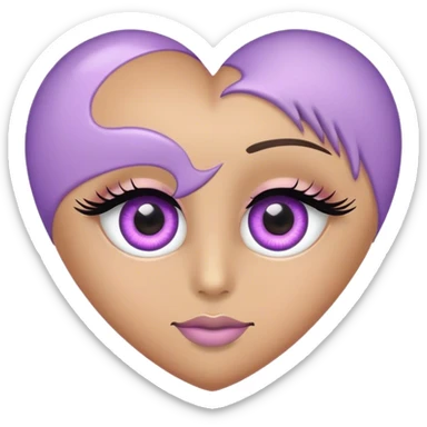 Eye with eyelashes inside light purple heart sticker