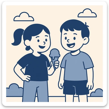 happy children with melting ice cream cones sticker