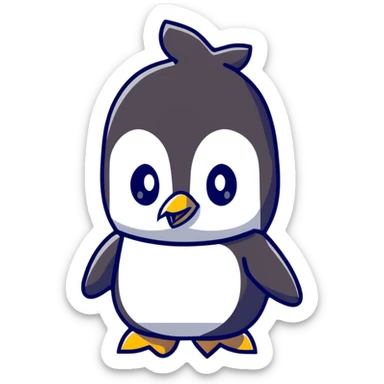penguin with 8-bit pixelated look sticker