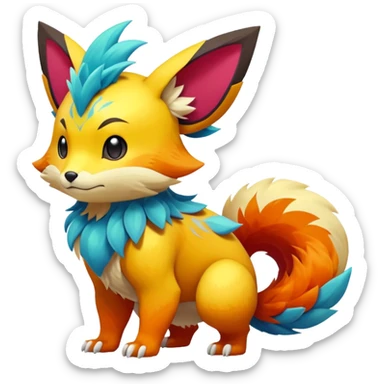 Elemental magical colorful exotic animesque Pokémon-Fakémon-animal-creature sticker