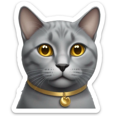 Grey cat with golden earring in ear sticker