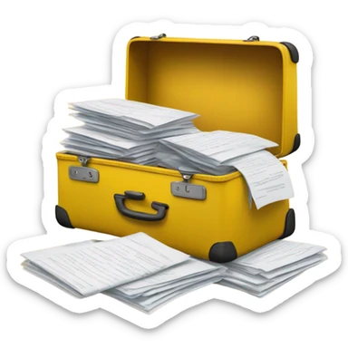 yellow baggage filled with documents sticker