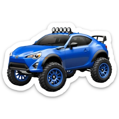 Ultramarine 2013 Off road blacked-out 4wd monster truck style scion fr-s with silver wheels  sticker
