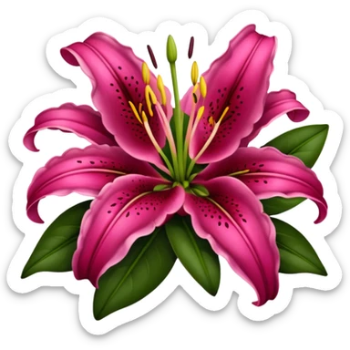 realistic dark pink lilium sticker