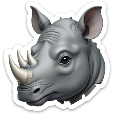 cinematic-noble--rhinoceros-portrait-emoji,slate-grey-hide--poised-and-regal,-with-a-massive,-powerful-build-and-a-thick, -deep-set-soulful-piercing-eyes,-simplified-yet-sharp-and-sophisticated-features,-highly-detailed,-large-black-eyes, zoomed out showing shoulders, large white horn  sticker
