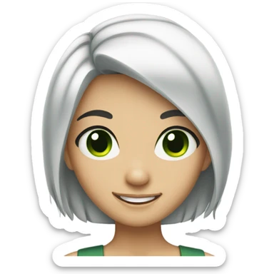 smiling girl with black hair and green eyes sticker