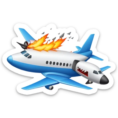 Plane crashing into another plane sticker
