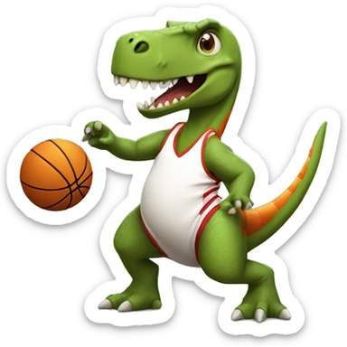Dinosaur playing basketball  sticker