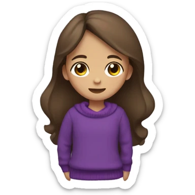 winter, christmas, hispanic, long brown hair, girl, brown eyes, child, full body, purple sweater sticker