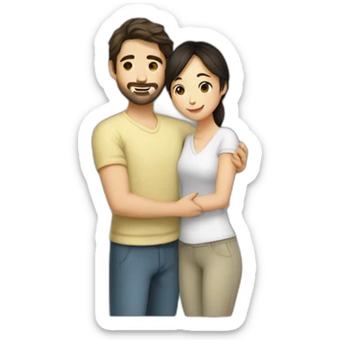 scruffy-brunette-white-man-hugging-pretty-asian-woman sticker