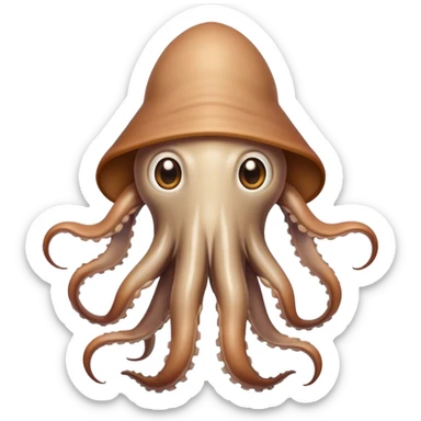 Grey bipedal squid with a brown shirt sticker