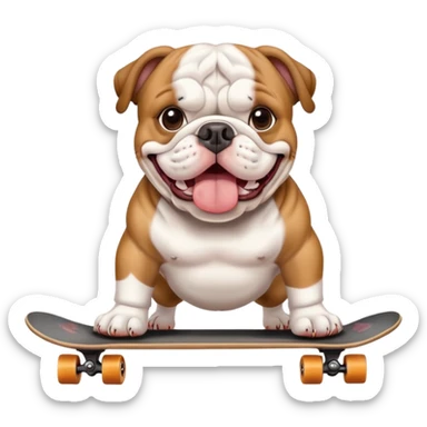 english bull dog on skateboard  sticker