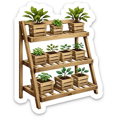 standing slanted Plant rack made from the wood of old oak pallets  sticker