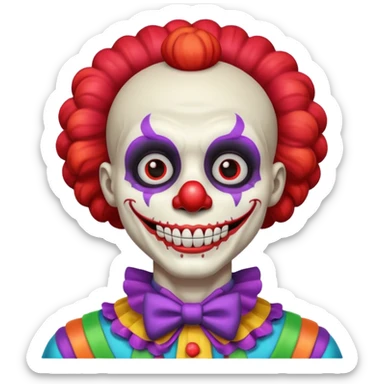 cute skeleton man clown with makeup sticker