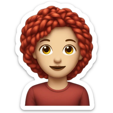 red, yarn-like hair, sticker