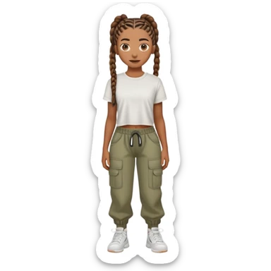 brown skin gurl wiht straight backs and cropped tea wiht baggy pants sticker