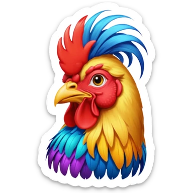 rooster with wigs sticker