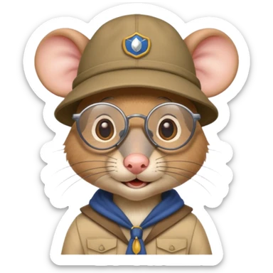 humaniod mice with a scout hat with glasses sticker