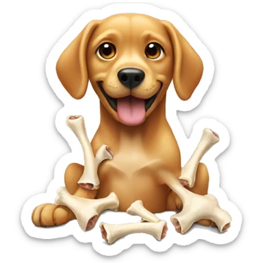doggy eating chicken bones sticker