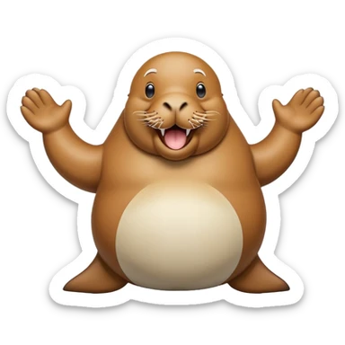 A round-shaped walrus wobbles with joy, its big tusks and silly smile stealing the spotligh sticker