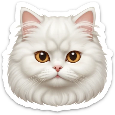 cinematic-adorable-big-eyed-fluffy-solid white-persian-cat-portrait-emoji,-head-tilted-playfully-with-a-sweet-expression,-fluffy-solid white-fur,-simplified-yet-irresistibly-cute-features-with-large,-expression, solid ginger persian cat, chest vicible sticker