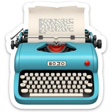 Typewriter typing on paper that says bozo sticker