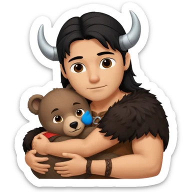 A Viking husband, bear and a black haired, brown eyes, mama bear hugging sticker