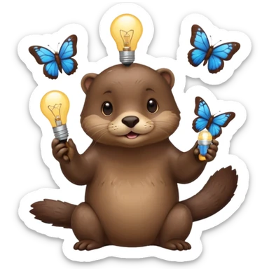 otter with butterflies and light bulb idea sticker