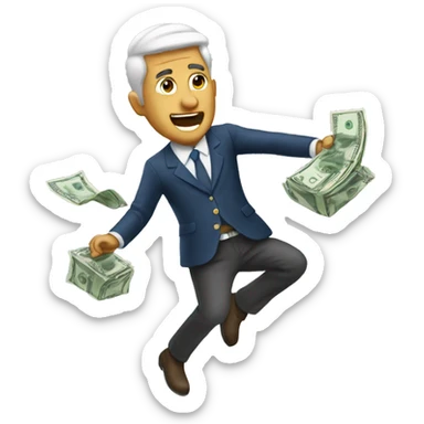 dinero volando sticker