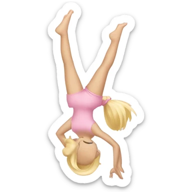 blonde girl light pink clothes Handstand  sticker