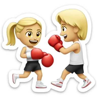 Blond girl winning boxing match against a man sticker