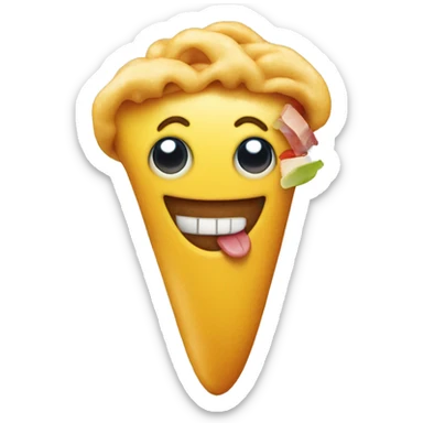 happy face with mouth full of food sticker