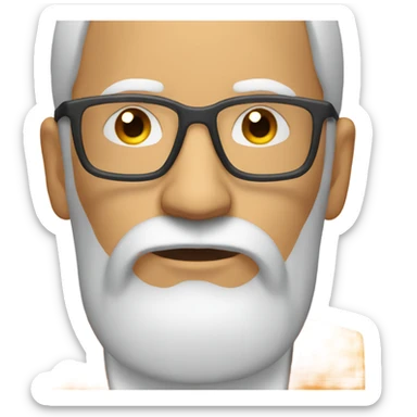 white man with orange beard and bold hair as he praying with orange glasses  sticker