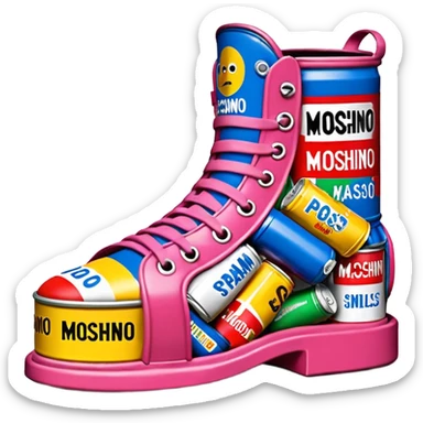 Moschino spam can designer shoe sculpture  sticker