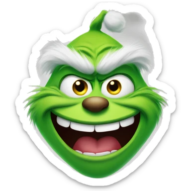 Grinch face laughing with tears coming out of eyes sticker