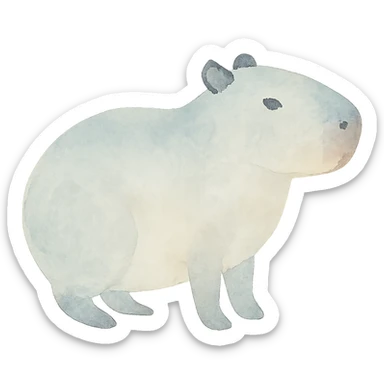 adorable capybara facing sideways, photorealistic with soft watercolor edges sticker