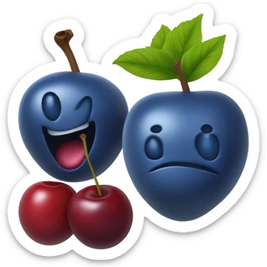a blueberry next to a cherry no faces sticker