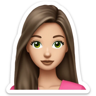 pink victoria secret robe on brunette long hair girl with white skin and green eyes  sticker