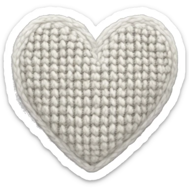 Knitted white heart sticker