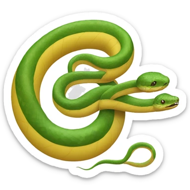 One brown snake, one green snake and one yellow snake sticker