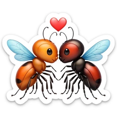 Two cute little bug, giving each other a kiss, and some words that say "Te amo mi bichín"  sticker