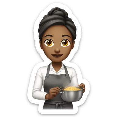 light-skin girl cooking sticker