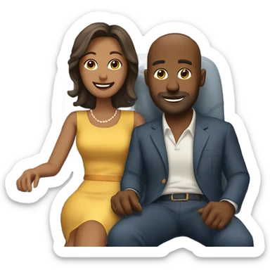 husband and wife sitting on airplane  sticker