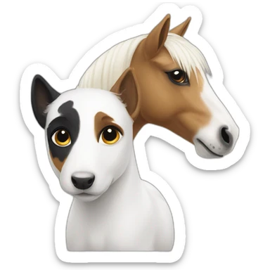White pony with Jack Russel terrier sticker